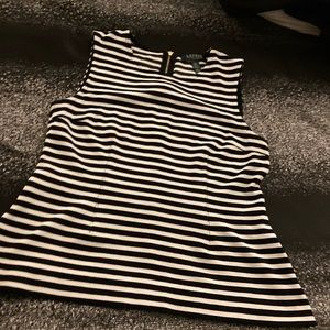 Black/White Stripe Sleeveless Ralph Lauren Shirt